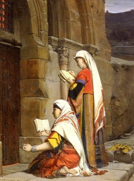 three women at the table by the lamp Painting - Prayers at the tomb of the Virgin Jean Jules Antoine Lecomte du Nouy Orientalist Realism